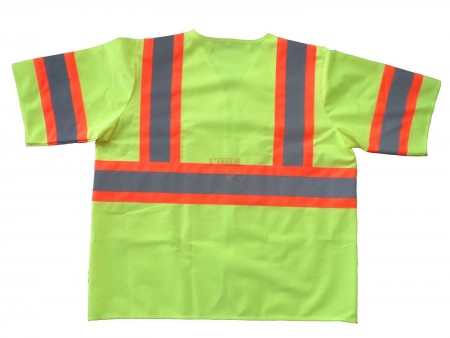 Safety Vest Class 3 Fluorescent Yellow w/ Orange Trim & Silver Tape - Large